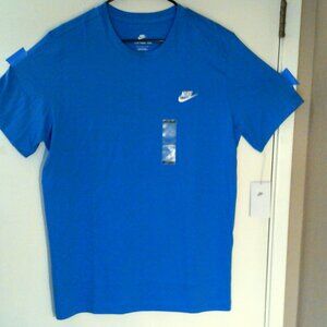 NEW NIKE SPORTSWEAR "Club Embroidered Tee" MEN'S BLUE WHITE T-SHIRT L AR4997-435
